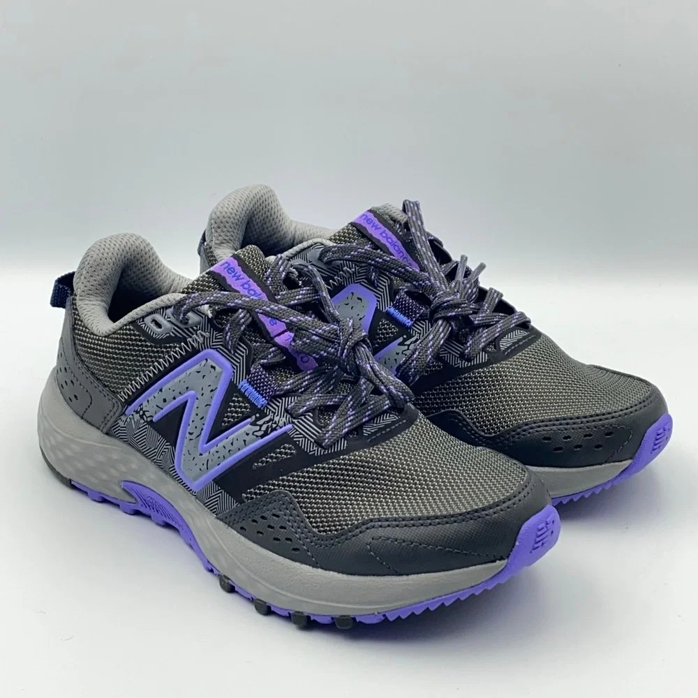 New Balance 410 V8 Trail Hiking Running Shoes Gray Purple Womens Size 6 WT410LQ8